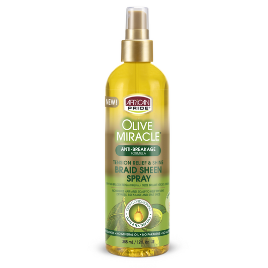 African Pride Olive Miracle Braid Sheen Spray, Regular (355ml)